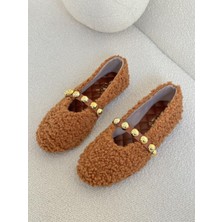 Erva'nın Butiği Taba Peluş (Hope) Trock Detay Kadın Babet