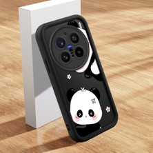 HONTINGA Vivo X200 Pro ile Uyumlu Kılıfı Düşüme Önleyici Basitlik Anti Düşme Kamera Korumali Şirin Kedi Panda Siyah Desen Yumuşak Silikon Telefon Kılıfı Kadın ve Erkek Için Uygundur K2-0067