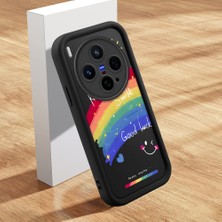 HONTINGA Vivo X300 ile Uyumlu Kılıfı Düşüme Önleyici Basitlik Anti Düşme Kamera Korumali Şirin Kedi Gökkuşağı Siyah Desen Yumuşak Silikon Telefon Kılıfı Kadın ve Erkek Için Uygundur K2-0065