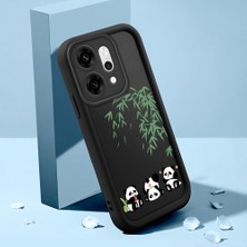 HONTINGA Oppo Reno 14 Pro 5g ile Uyumlu Kılıfı Düşüme Önleyici Basitlik Anti Düşme Kamera Korumali Şirin Kedi Panda Siyah Desen Yumuşak Silikon Telefon Kılıfı Kadın ve Erkek Için Uygundur K2-0067