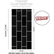 Brano 30X60 cm Kendinden Yapışkanlı Duvar,banyo,tezgah Arası Siyah Tuğla DESEN-100 Adet