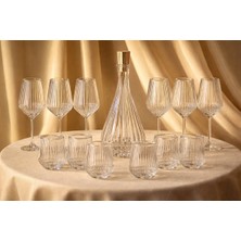 PremiumPort Şık 13 Parça Kristal Cam Sürahi Seti, 1 Sürahi ve 12 Bardaklı