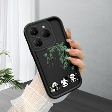 HONTINGA Tecno Spark 20 Pro ile Uyumlu Kılıfı Düşüme Önleyici Basitlik Anti Düşme Kamera Korumali Panda Siyah Desen Yumuşak Silikon Telefon Kılıfı Kadın ve Erkek Için Uygundur K2-0067