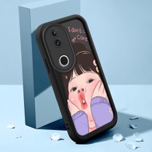 HONTINGA Vivo V50 ile Uyumlu Kılıfı Düşüme Önleyici Basitlik Anti Düşme Kamera Korumali Şirin Kedi Kız Siyah Desen Yumuşak Silikon Telefon Kılıfı Kadın ve Erkek Için Uygundur K2-0060