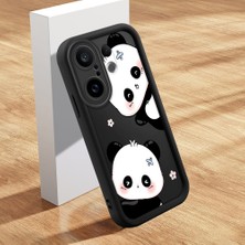HONTINGA Vivo X200 Fe ile Uyumlu Kılıfı Düşüme Önleyici Basitlik Anti Düşme Kamera Korumali Şirin Kedi Panda Siyah Desen Yumuşak Silikon Telefon Kılıfı Kadın ve Erkek Için Uygundur K2-0067