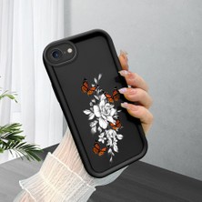 HONTINGA iPhone Se 2020 ile Uyumlu Kılıfı Düşüme Önleyici Basitlik Anti Düşme Kamera Korumali Kelebek Siyah Desen Yumuşak Silikon Telefon Kılıfı Kadın ve Erkek Için Uygundur K2-0064