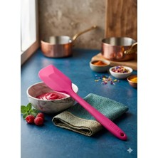 Viarella Fuşya Silikon Spatula Büyük Boy Yanmaz Yapışmaz Çizmez