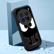 HONTINGA Vivo X200 Pro ile Uyumlu Kılıfı Düşüme Önleyici Basitlik Anti Düşme Kamera Korumali Şirin Kedi Karikatür Siyah Desen Yumuşak Silikon Telefon Kılıfı Kadın ve Erkek Için Uygundur K2-0056