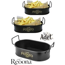 Lumindra Patato Mini Oval Patates & Cips Sunumluk 21 cm 3 Adet