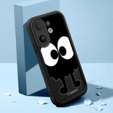 HONTINGA Vıvo V60 ile Uyumlu Kılıfı Düşüme Önleyici Basitlik Anti Düşme Kamera Korumali Şirin Kedi Karikatür Siyah Desen Yumuşak Silikon Telefon Kılıfı Kadın ve Erkek Için Uygundur K2-0056