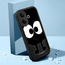 HONTINGA Vıvo V60 Lite ile Uyumlu Kılıfı Düşüme Önleyici Basitlik Anti Düşme Kamera Korumali Şirin Kedi Karikatür Siyah Desen Yumuşak Silikon Telefon Kılıfı Kadın ve Erkek Için Uygundur K2-0056