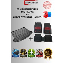 PINUKS Fiat Doblo 2018 Model Uyumlu Siyah- Kırmızı Renk +Araca Özel Bagaj Havuzu Oto Paspas Seti