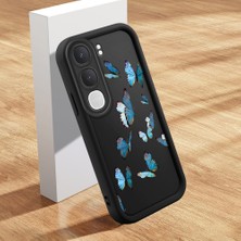 HONTINGA Vıvo Y31 5g ile Uyumlu Kılıfı Düşüme Önleyici Basitlik Anti Düşme Kamera Korumali Şirin Kedi Kelebek Siyah Desen Yumuşak Silikon Telefon Kılıfı Kadın ve Erkek Için Uygundur K2-0064