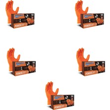 Dolphin Nitril Powergrip Ekstra Kalın Elmas Dokulu Eldiven Turuncu Xl Büyük Boy - 50'li 5 Paket