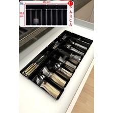 PremiumPort Parlak Siyah 11'li Modüler Çekmece Içi Kaşıklık Organizer Seti