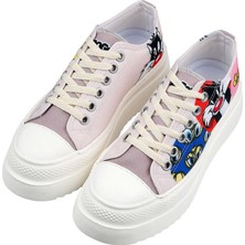 Dogo Kadın Vegan Beyaz Kalın Taban Sneakers - Warner Bros Looney Tunes Tweety Sylvester Puddy Tat Tasarım
