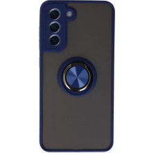 TeknoKapsül Galaxy S21 Fe Kılıf Montreal Yüzüklü Silikon Kapak - Lacivert