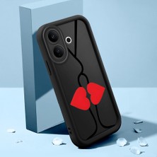 HONTINGA Vıvo V60 Lite ile Uyumlu Kılıfı Düşüme Önleyici Basitlik Anti Düşme Kamera Korumali Şirin Kedi Kalp Siyah Desen Yumuşak Silikon Telefon Kılıfı Kadın ve Erkek Için Uygundur K2-0063