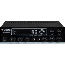 TeknoKapsül Westa WM-605U Usb-Bluetooth 2 Bölgeli 2 Mikrofon Girişli 100 Watt Trafolu Anfi