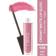 Reva Creamy Matte Lip Gloss Wild Rose - Mat Krem Dudak Parlatıcısı - No: 105 - Vegan & Temiz İçerik