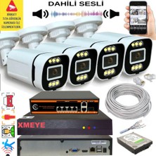 Bises 4 Lü Yapay Zeka Destekli 5 Mp Görüntü Poe Bağlantılı Sesli 6 Warm LED Gece Renkli Ip Kamera Seti 4386WS