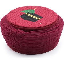 Sarıkhane Hac Umre Sarığı – Bordo Kumaş – Bordo Takke – Düz Sarım – Mekke-Medine – 7 Metre