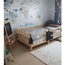 Woodensa Montessori Yatak 100X200 Doğal Ahşap Çocuk Yatak Karyola