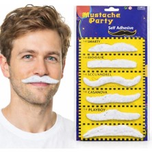 Gültekin 6’lı Yapışkanlı Beyaz Parti Bıyık Seti – Farklı Modeller