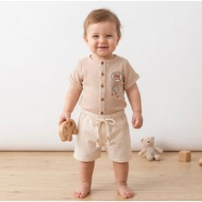 Butik Erkek Bebek %100 Pamuklu Alt - Üst Şortlu Takım Waffle Kumaş 2'li Takım