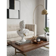 Mirsa Global Dekoratif Apollo Büst Biblo – Antik Yunan Heykel Tarzı, Biblo Beyaz Gold Lüks Salon Konsol Süs Objesi ( Polyester)