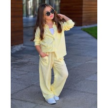 Yiğit Butik Kız Çocuk Trend 3’lü Takım Gömlek Pantolon Askılı Badi Kombin