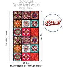 Brano 30X60 cm Kendinden Yapışkanlı Duvar,banyo,tezgah Arası Çok Renkli -48 Adet