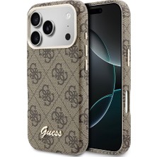 iPhone 17 Pro Max Kılıf Guess Lisanslı M-Safeli Script Yazı Logolu 4g Desenli Kapak Kahverengi