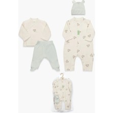Blumi Kids Organik Pamuk Ayıcık Nakışlı 4'lü Yenidoğan Set
