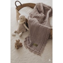 Zeypba Vizon 4 Katlı Müslin Battaniye 110x110cm 4 Katlı Müslin Bebek Battaniye  %100 Pamuk Müslin Battaniye Çocuk Müslin Örtü AĞIZ MENDİLİ HEDİYE