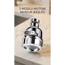 Gültekin Krom Döner Musluk Ucu 3 Fonksiyonlu Su Tasarruflu Aparat Lavabo