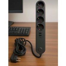 Winnboss Termal Akım Korumalı 2 m Uzatma Grup Priz 4'Lü USB Ve Type C 10A 2500W Anahtarlı