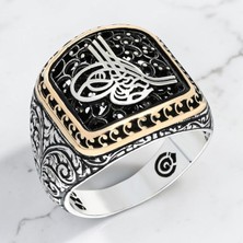 Takılingo 925 Ayar Gümüş Kalem Işlemeli Osmanlı Tuğralı Erkek Yüzük