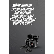 Gültekin Kulak Içi Bluetooth Kulaklık Ekranlı Müzik Dinleme Çağrı Cevaplama Siyah