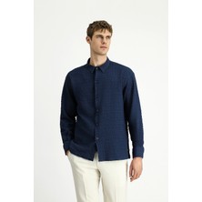 Kiğılı Uzun Kol Oversize Ekstra Rahat Kesim Desenli Pamuklu Spor Gofre Gömlek