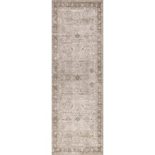 Halımax Atelier 504 Soft Greige Eskitme Vintage Halı Etnik Hol Antre Halısı Otantik Yıkanabilir Yolluk