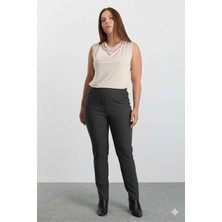 Selen Büyük Beden Spor Cep Dar Paça Örme Pantolon  /  Antrasit