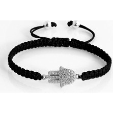 Kuyumcudükkanı Kuyumcudukkani "hamsa"makrome Ipli Bileklik- 40048-W-W-BLK