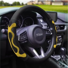 PINUKS Direksiyon Kılıfı Poşetli Geçme 38CM 3 Boyutlu Noktalı Siyah Sarı Adet