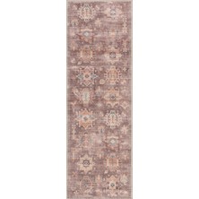 Halımax Atelier 502 Dusty Rose Eskitme Vintage Halı Etnik Hol Antre Halısı Otantik Yıkanabilir Yolluk