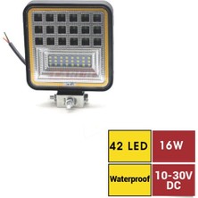 PINUKS Off-Road Proj 10-30V 42 LED Kare Sarı-Sarı-Beyaz Fonk. Adet