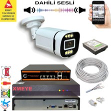 Bises 1 Li Yapay Zeka Destekli 5 Mp Görüntü Poe Bağlantılı Sesli 6 Warm LED Gece Renkli Ip Kamera Seti 4386WS