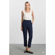 Selen Yanı Lastikli Yan Cep Boru Paça Pantolon  /  Lacivert