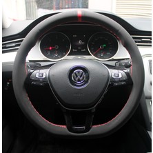 PINUKS Direksiyon Kılıfı Dikmeli Alcantra Yüzük Kırmızı Ip Adet