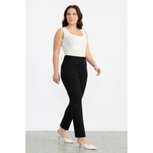 Selen Büyük Beden Beli Geniş Lastikli Süs Cep Pantolon  /  Siyah